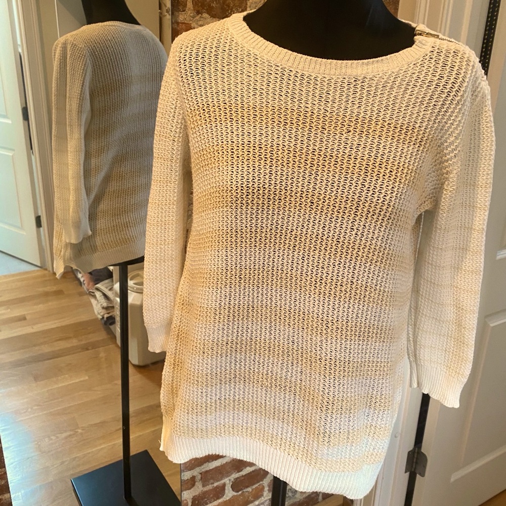 Stripped Ann Taylor 3/4 Sleeve Sweater